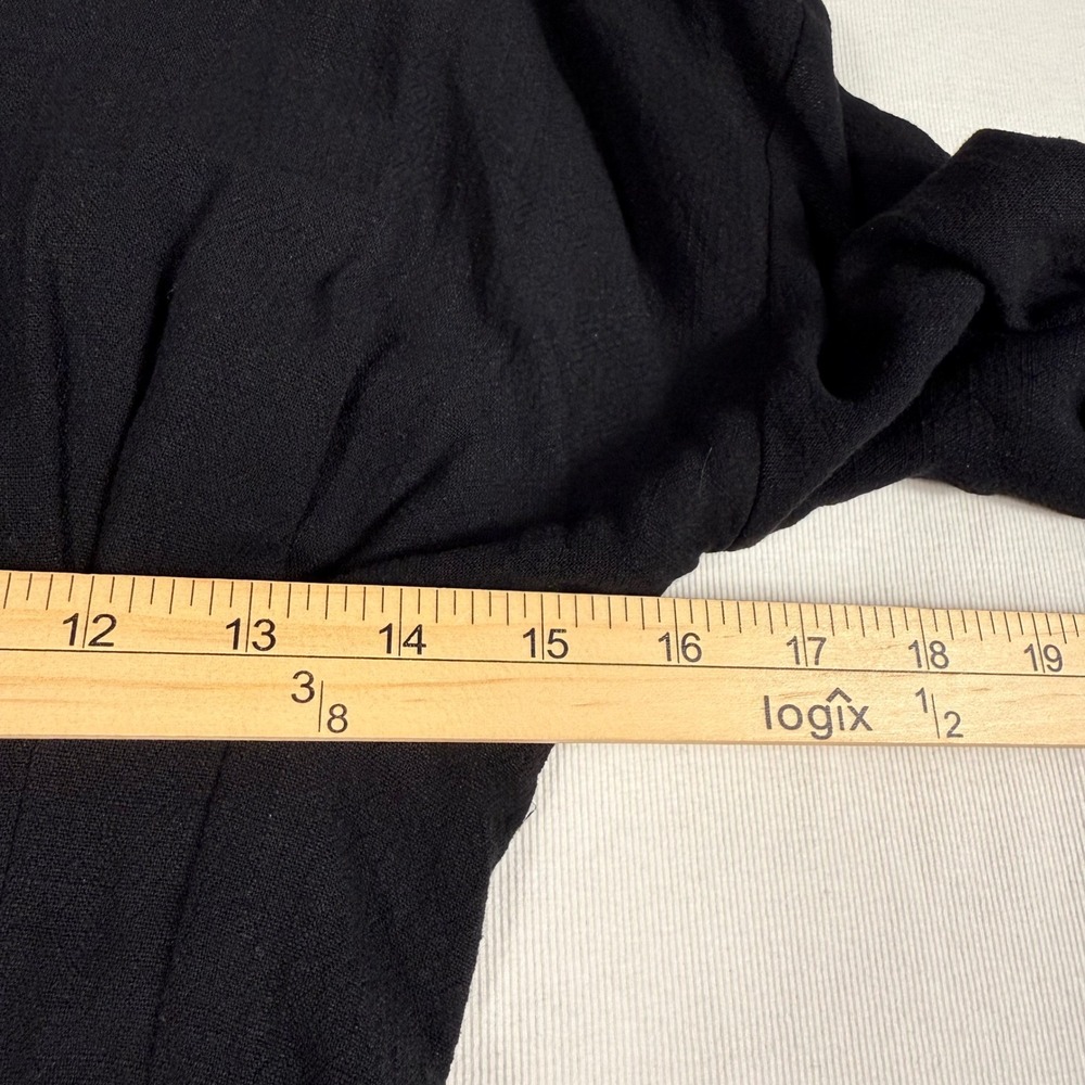 White Fox Feels Like A Holiday Shirt Dress Small Black Pleated Waist Long Sleeve - Picture 9 of 14